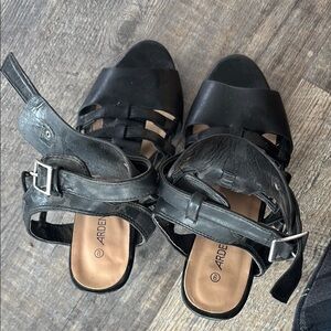 Ardene Black Heeled Sandals with Cage Design